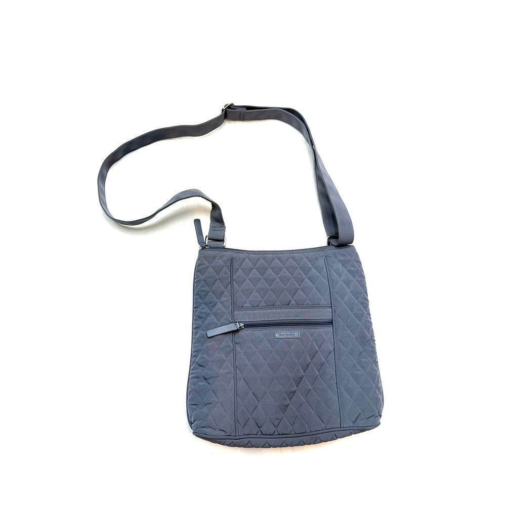VERA BRADLEY Womens Gray Quilted Medium Adjustable Crossbody Purse Bag GG9